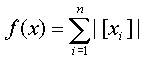 F(x) = Sum(i=1,n) { integer(x_i) }